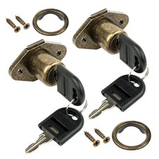 2 Pack Antique Bronze Desk Drawer Lock with Key - Secure Cabinet Lock for Dre...