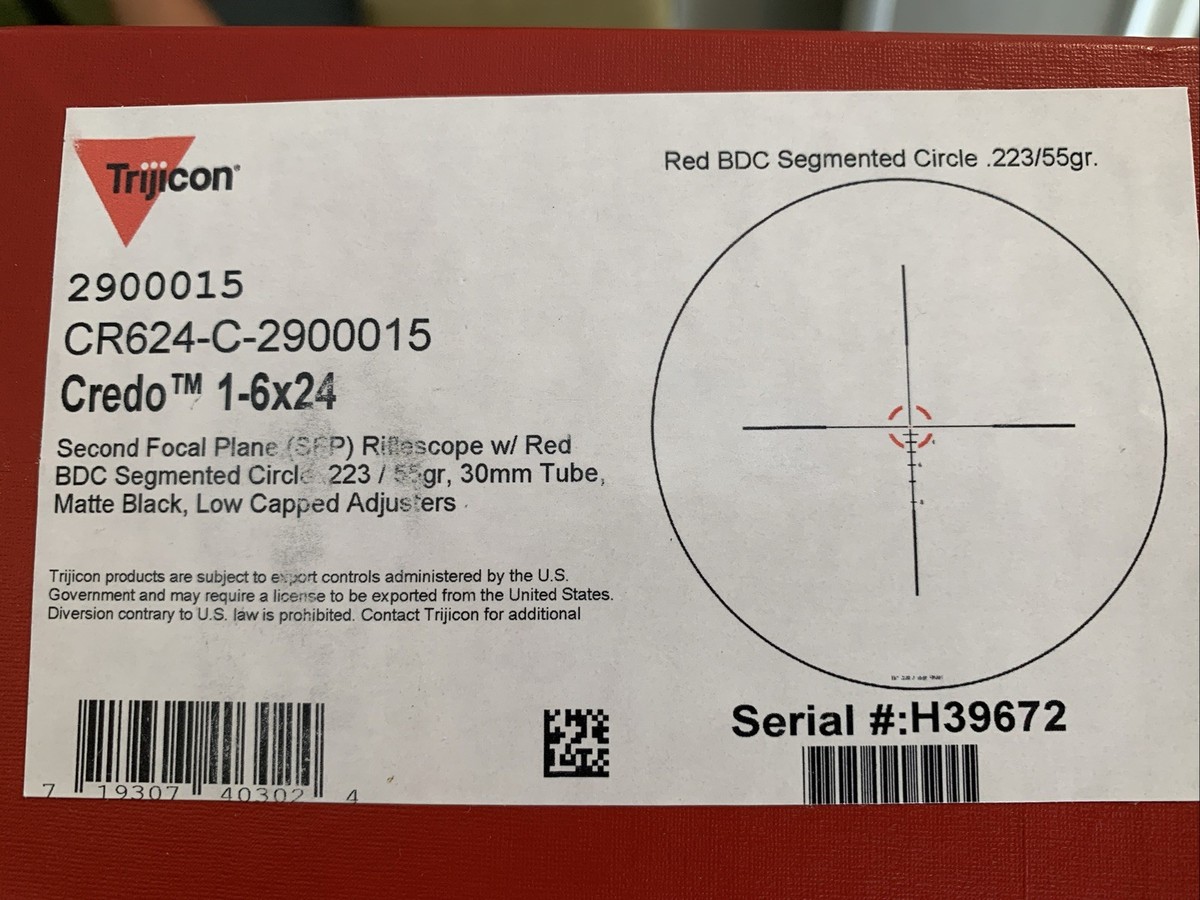 Trijicon Credo 1-6x24 Red BDC Segmented Circle Riflescope | eBay