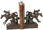 Chocolate Resin Horse and Rider Bookends for Lodge Style