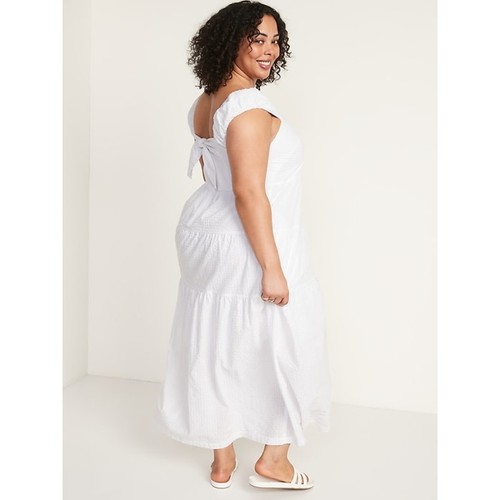 Old Navy Damen weiß Fit & Flare Stufen Seersucker All-Day Maxikleid Größe 3X