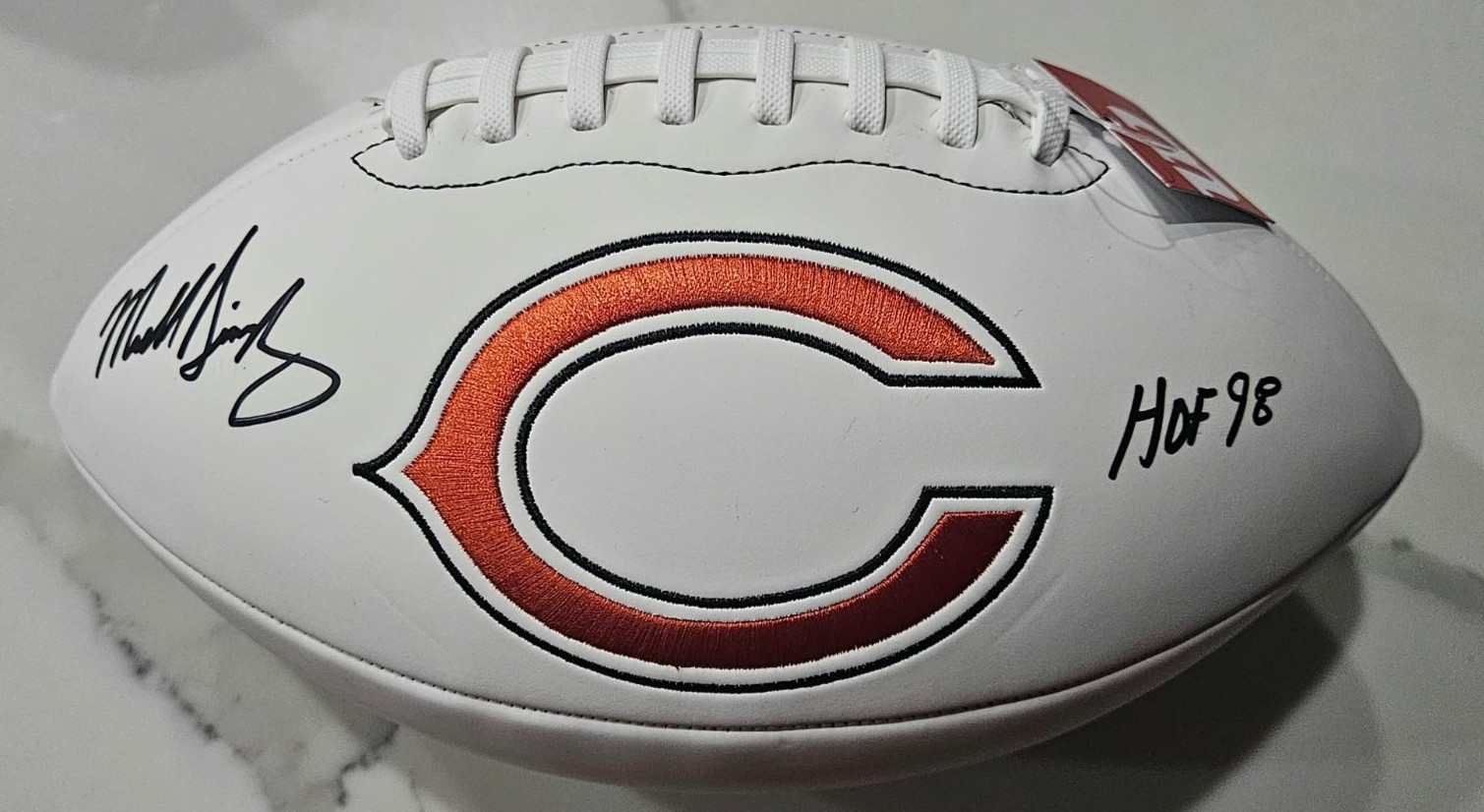 Mike Singletary Signed Bears Logo Football Inscribed "HOF 98" (Beckett)