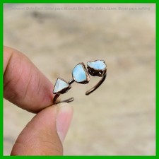 Copper Trillion Natural Larimar Rough Bezel Promise Electroformed Sister Ring