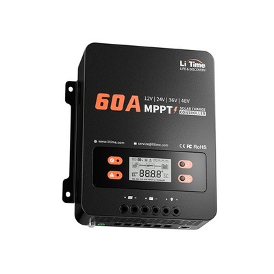 LiTime 60Amp MPPT Solar Charge Controller (No Bluetooth) 12V/24V/36V/48V Auto