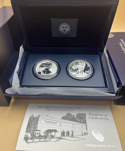 2013-W American Silver Eagle West Point Reverse Proof 2 Coin Set COA US Mint OGP