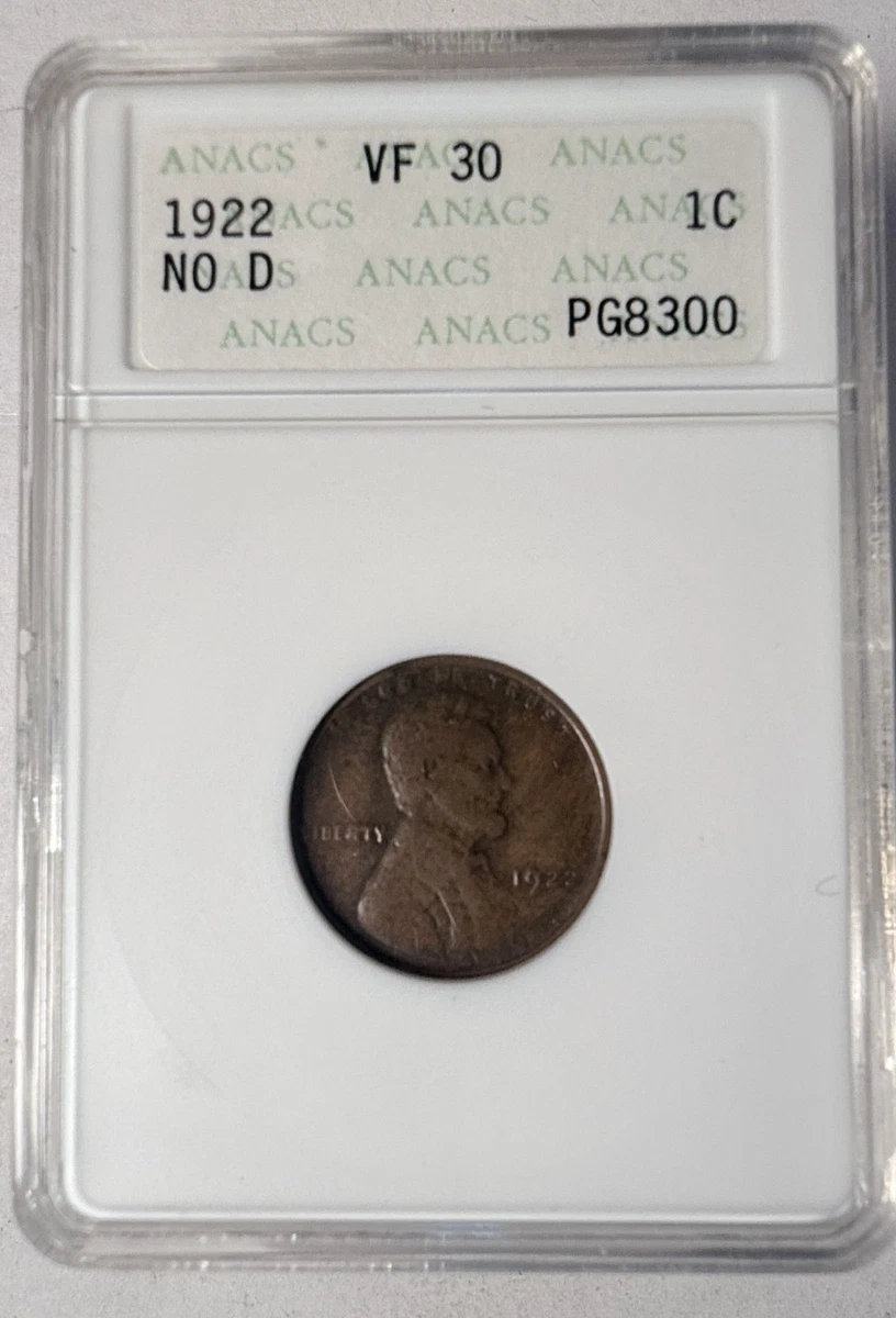 VF 30 Graded 1922 Year Lincoln Wheat US Small Cents (1909-1958