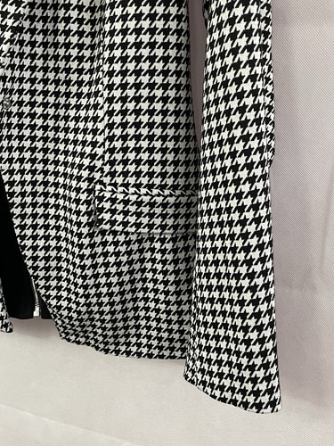 Guess Dentin Hoodie Houndstooth Blazer Designer Size M Black White New W Tags - Picture 13 of 22