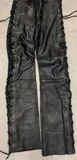 POLO   Herren- Schnür- LEDERJEANS / Biker - Lederhose schwarz Gr.48 M