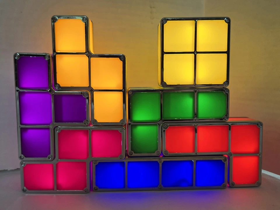 Tetris Stackable Lamp Multicolor Moveable Blocks Night Light 7 Pc Puzzle-Tested - Image 3 of 4