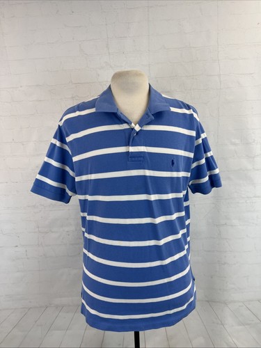 SPRING/SUMMER Polo Ralph Lauren Men's Light Blue Striped Cotton Polo Shirt L $89 - Picture 1 of 9