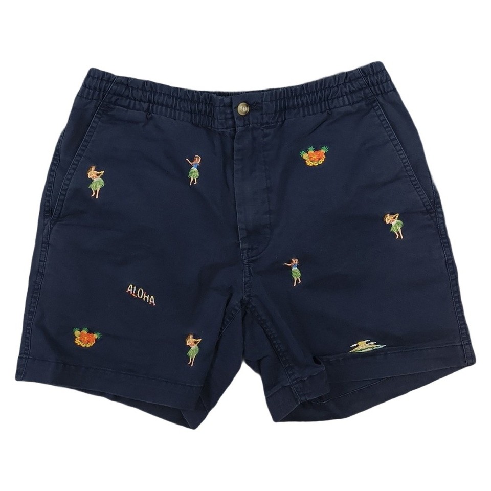 Ralph Lauren Shorts Mens SMALL Blue Aloha Hawaiian Chino Swim Beach Size S
