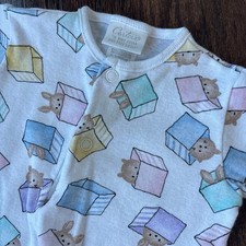 Vintage Carter  s Baby Gown 100 Cotton Pastel Bear  Bunny Layette 90s Retro