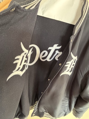 MLB JH Design Detroit Tigers Navy Wool Blend American League Varsity Jacket 2XL - Picture 15 of 16