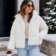 NWT Noize Amanda Short Puffer Jacket White Si...