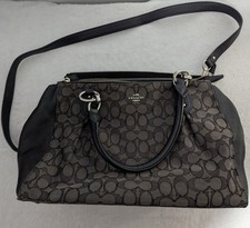 Coach Stanton Carryall Shoulder Bag Signature Logo Grey / Black