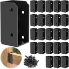 24Pcs 2”x 4” Stainless Steel Deck Railing Brackets Horizontal 24 Pcs, Black
