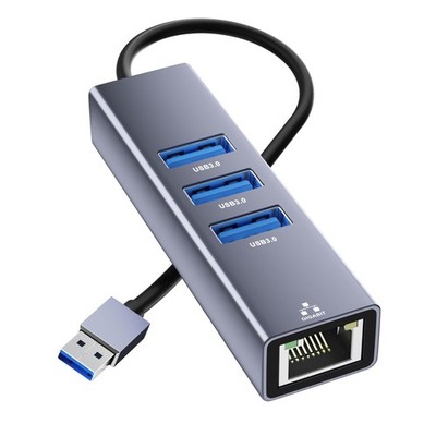4 In 1 USB To Gigabit Ethernet LAN Network Adapter Hub 3x Type A 3.0 RJ45 PC