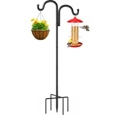 Double Shepherds Hooks for Outdoor,92" Heavy Duty Bird Feeder Pole with 5 Pro...