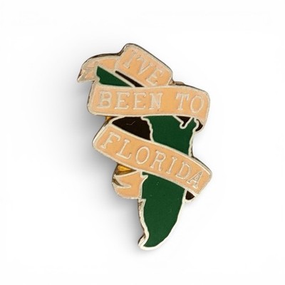 I ve Been to Florida State Map Lapel Pin Green Peach Enamel Vintage Souvenir