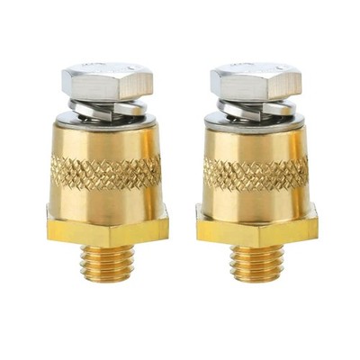 Ampper 3/8''-16 Thread Male Brass Side Post 1 Pair, 3/8'' W/ Bolts 