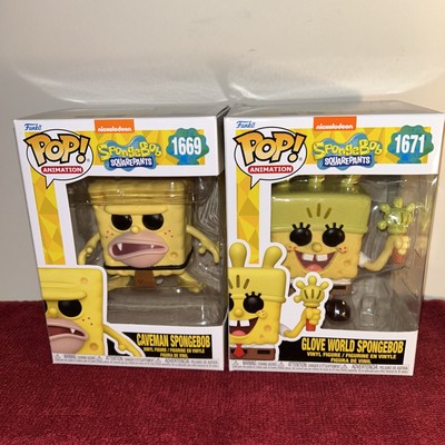 Funko POP SPONGEBOB SQUARE PANTS: CAVEMAN #1669, GLOVE WORLD #1671