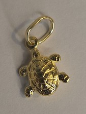 9ct Yellow Gold Turtle Tortoise Animal Charm Pendant Small Cute 