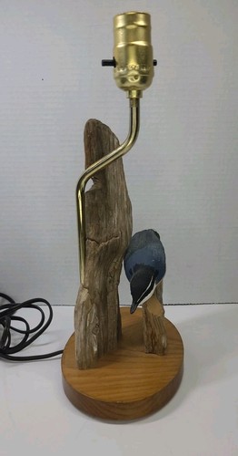 Vintage Peter Peltz? Treibholz Holz Kleiber Vogel Schnitzerei geschnitzt Lampe - Bild 4 von 19