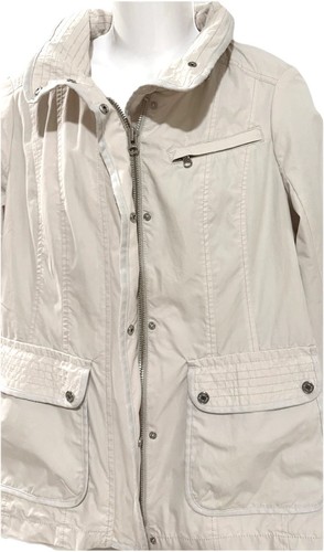 Abrigo chaqueta de granero 7 For All Mankind para mujer talla XL crema capucha con cremallera - Imagen 3 de 9
