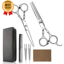 Professional Hair Cutting Scissors Barber Thinning Shears Kit Comb Case Silver