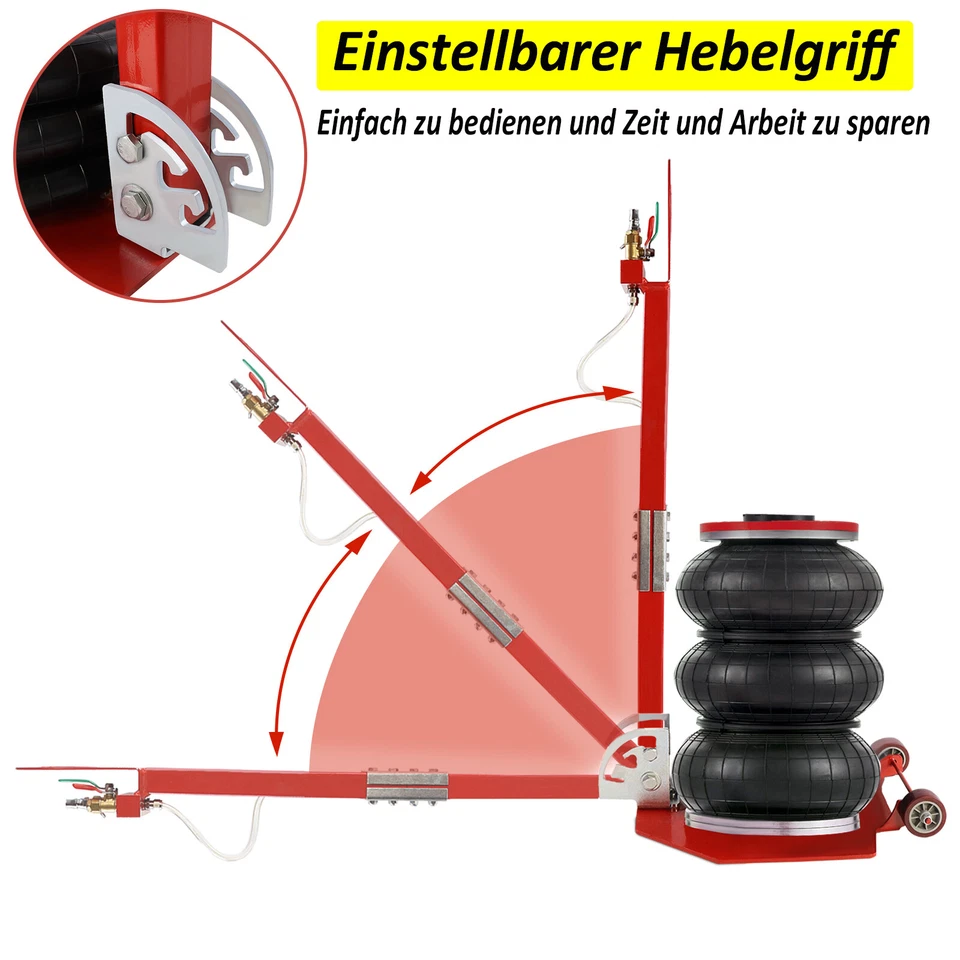 Pneumatischer Wagenheber Druckluftwagenheber Luftkissen KFZ Auto bis 3T Griff - Bild 3 von 4