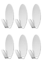 Self Adhesive Oval shaped Steel Hooks 6 In A Pack For Kitchen Toilet Doors
