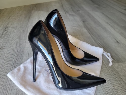 EXCELLENT Jimmy Choo Anouk Black Genuine Leather Women Heels Pump Shoes US8 EU39 - Picture 4 of 15
