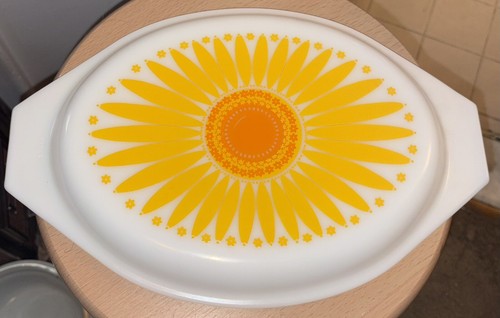 Vintage Pyrex gelbe Sonnenblume Gänseblümchen 1,5 Quart geteilt Kasserolle & Deckel - Bild 8 von 16