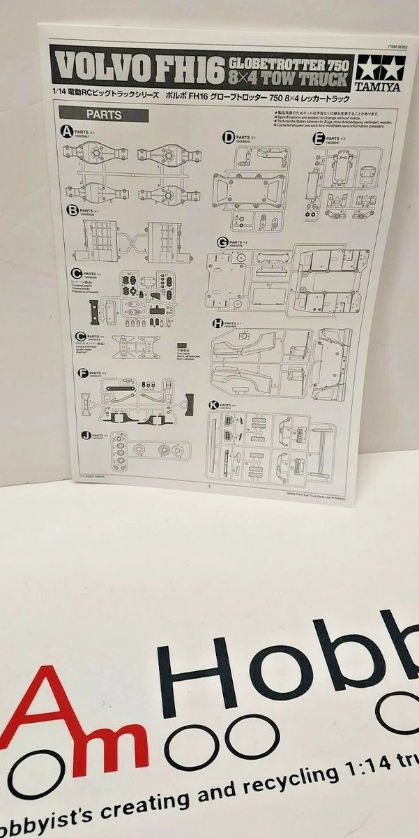 Pack complet Camion Tamiya 56362 Volvo FH16 Globetrotter 750 8x4