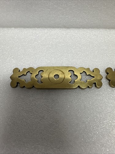 2 Vntg Dawer Pull Brass Cabinet Back Plates Hardware Salvage 3" Victorian - Picture 2 of 8