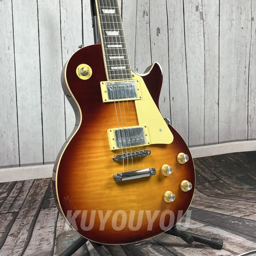 H hot sell Standard electric guitar -Tobacco sunburst cream binding bone nut