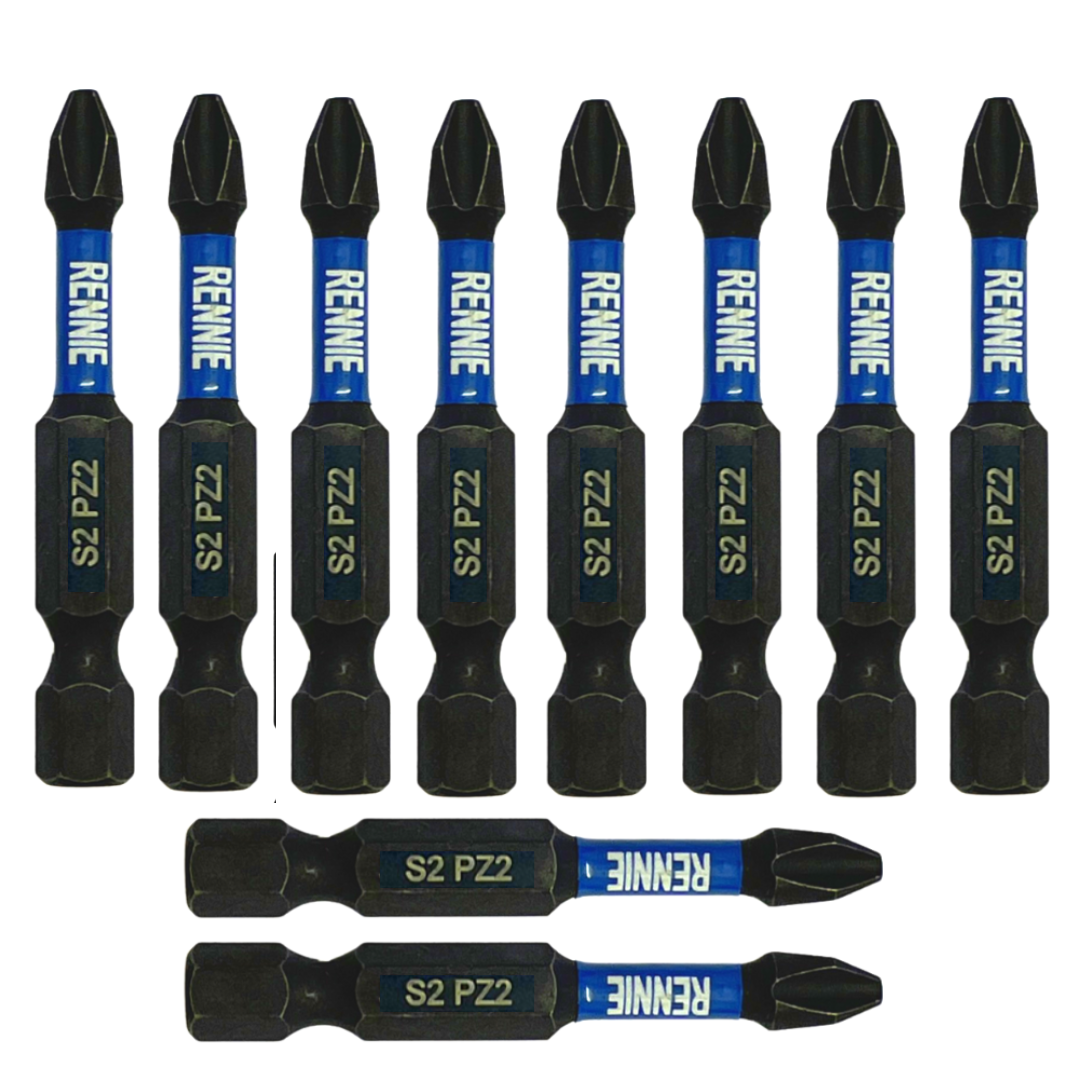 10 x PZ2 50mm Long Magnetic Impact Duty Screwdriver Drill Driver Bits ...