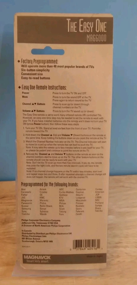 Magnavox The Easy One MAG6000 Universal Remote Control for up 48 popular brands - Image 2 of 2