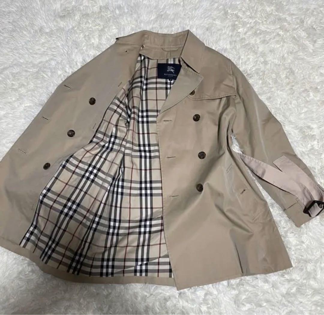 BURBERRY マント型コート ブラック40 BURBERRY LONDON◇ピーコート/40/ポリエステル/BLK