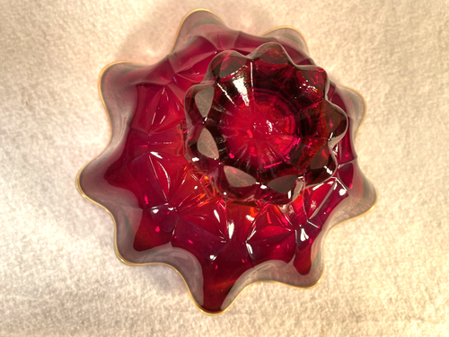 Amberina Glass Footed Compote -Candy Bowl No Damage - Picture 6 of 9
