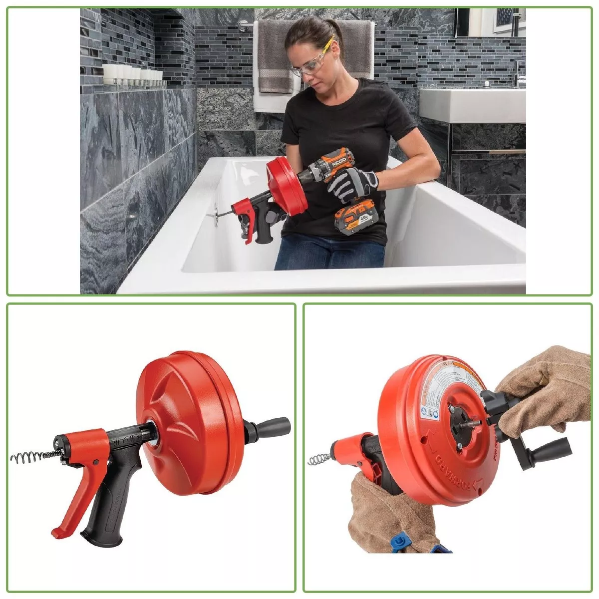 RIDGID Drain Auger Plumbing Snake Cable Unclog Sink Tub Shower