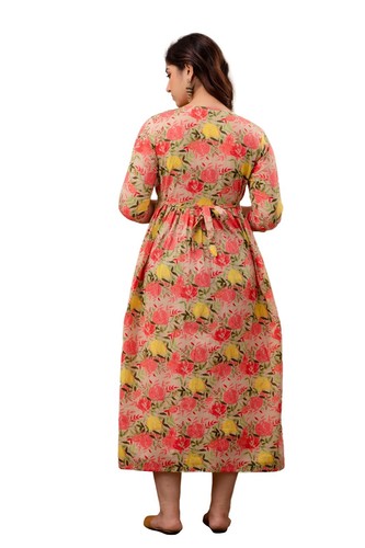 Women Bollywood Style Long Gown Beautiful Maternity Kurti Designer Gown Stitched - Picture 2 of 8