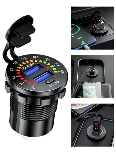 5V 4.8A Dual-USB Car Fast Charging Charger Socket W/ LED Voltmeter Display Parts - Bild 19 von 19