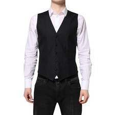 DOLCE & GABBANA Vest Black Wool Waistcoat Dress Formal Men IT48/US38/M 1200usd