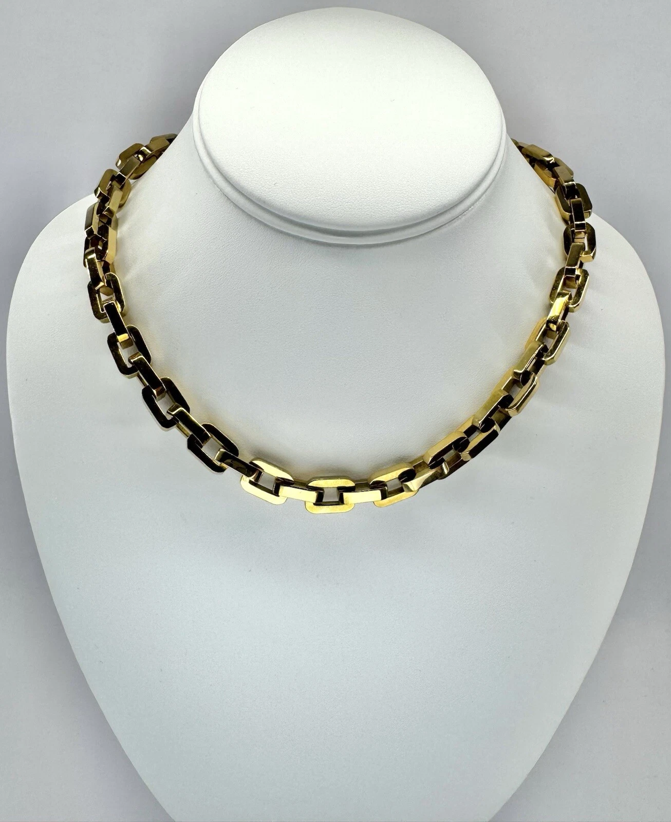 EDDIE BORGO Chunky Geometric Linked Chain Collar Gold Gone Vintage Necklace N32