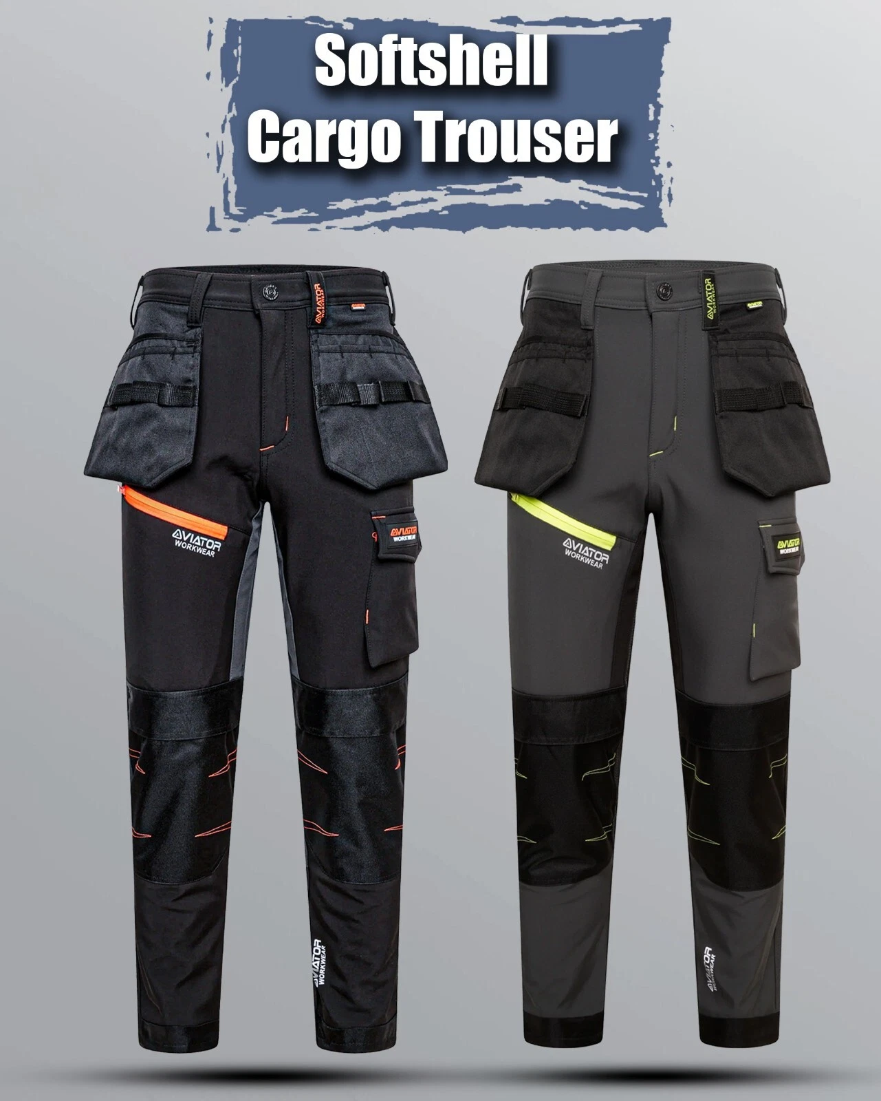 Men Waterproof Softshell Cargo Trousers Knee Pad Pocket Safety Outdoor Work Pant