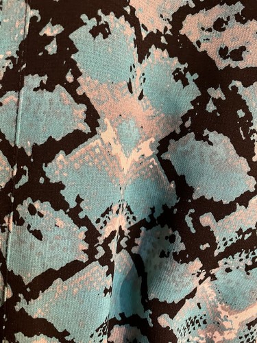 So Fabulous Dress Knee Length Size UK 22 Lined Snake Print Teal Lace - Picture 9 of 18