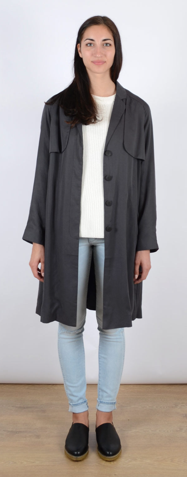 Just Female Trust Trenchcoat Size S Anthracite BNWT RRP £138