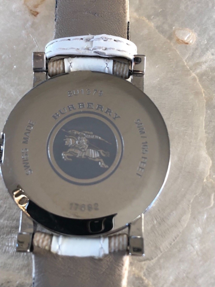 BURBERRY BU1379 Ladies White + Check Strap 38mm Watch | eBay display picture 3