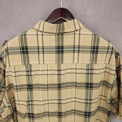Red Ape Shirt Mens 2XL Khaki Plaid Button Up Cotton Blend Casual Epaulettes - Picture 8 of 14