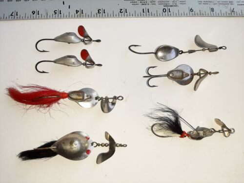 Vintage Metal Spinners, Al Foss Shimmy#5 , Jazz Wiggler, #19 Sheik, Herbs Dilly